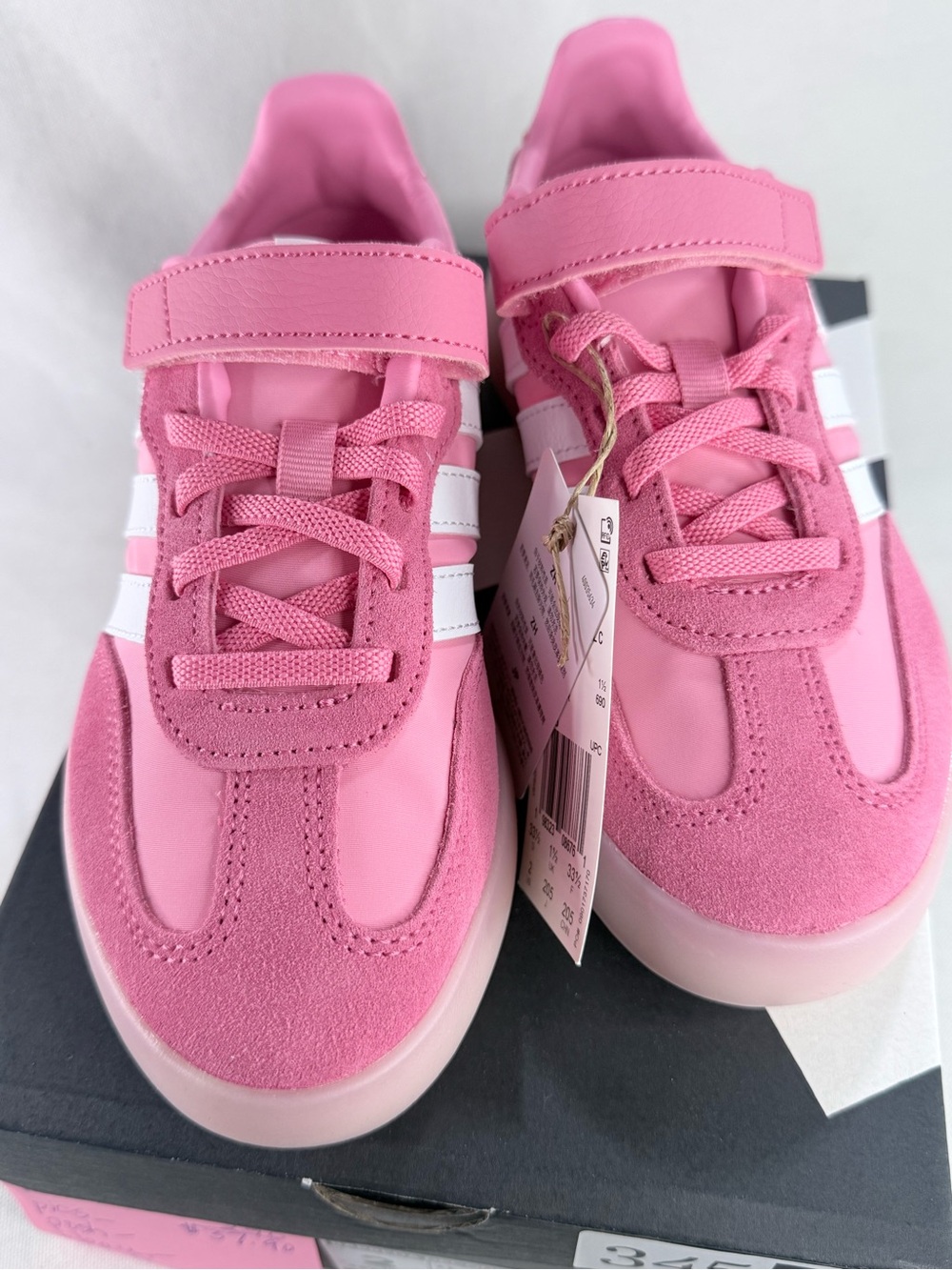 Adidas Barreda Decide EL C  Kids Pink Athletic Sneakers with White Stripes SZ 2